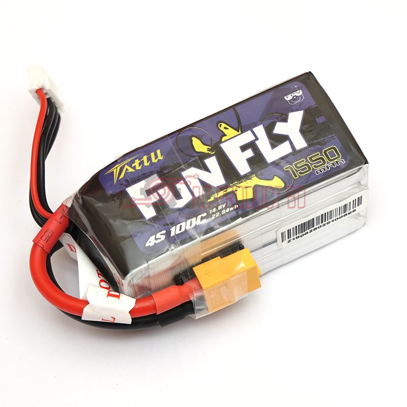 TATTU Funfly 14.8V 1550mAh 100C 4S XT60 Plug Lipo Battery
